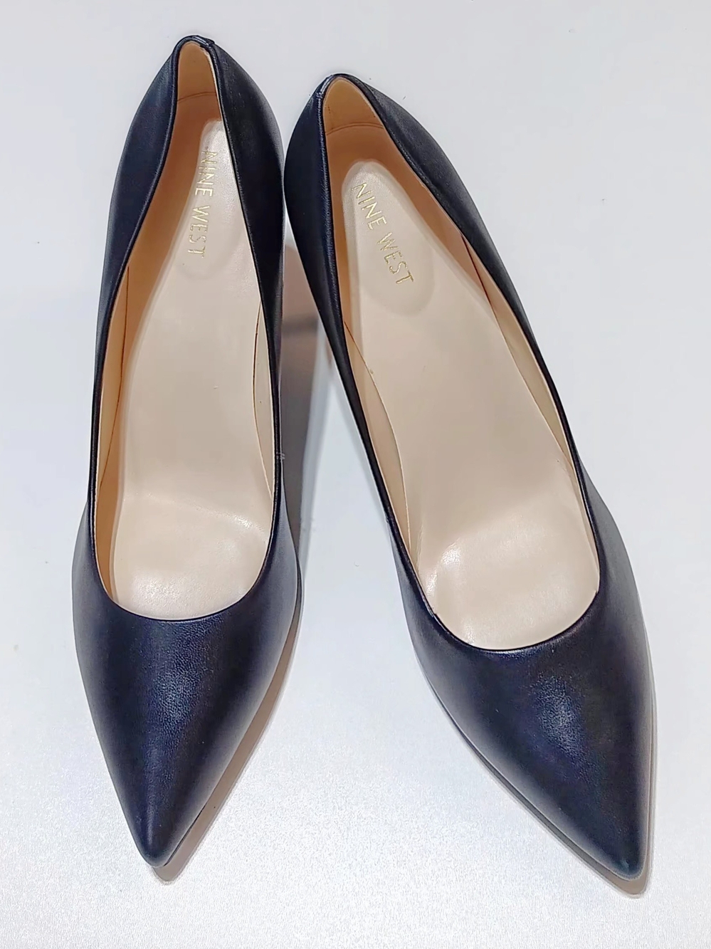 NINE WEST Women's Etta Black Pointed-Toe Leather Pumps Size 10M
